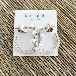 Kate Spade Pearl Caviar Hoop Earrings Silver